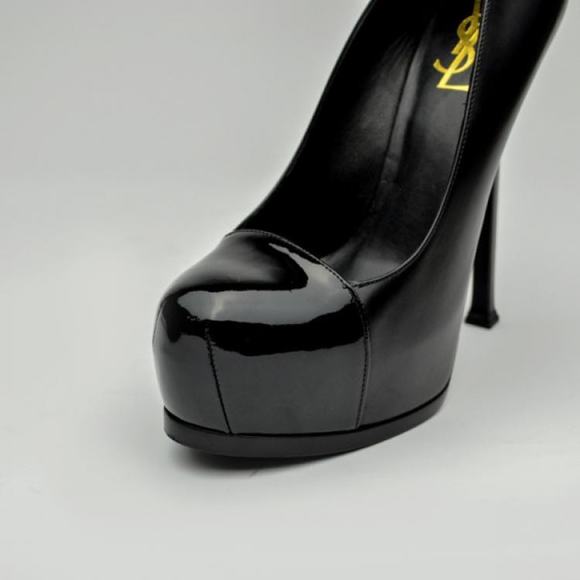 $995 YVES SAINT LAURENT YSL LEATHER TRIBTOO 105 PLATFORM PUMPS BLACK 42 - Picture 3 of 9